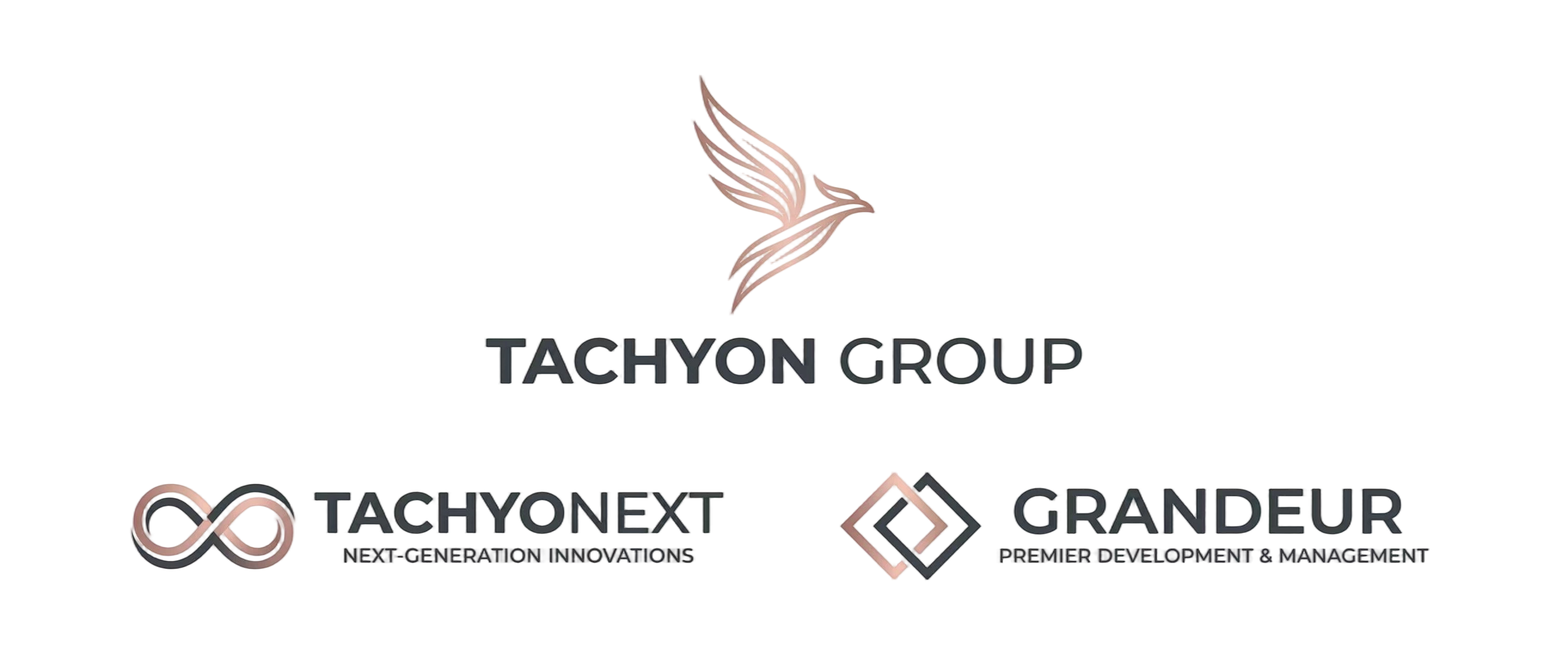 Tachyon Group, Tachyonext, and Grandeur corporate logos